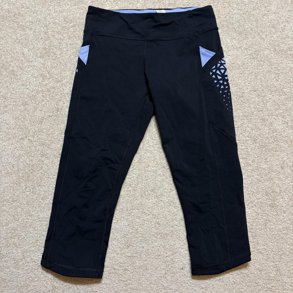 Ivivva by Lululemon Leggings Girls 14 Black Cropped Capri Yoga Athletic Gym